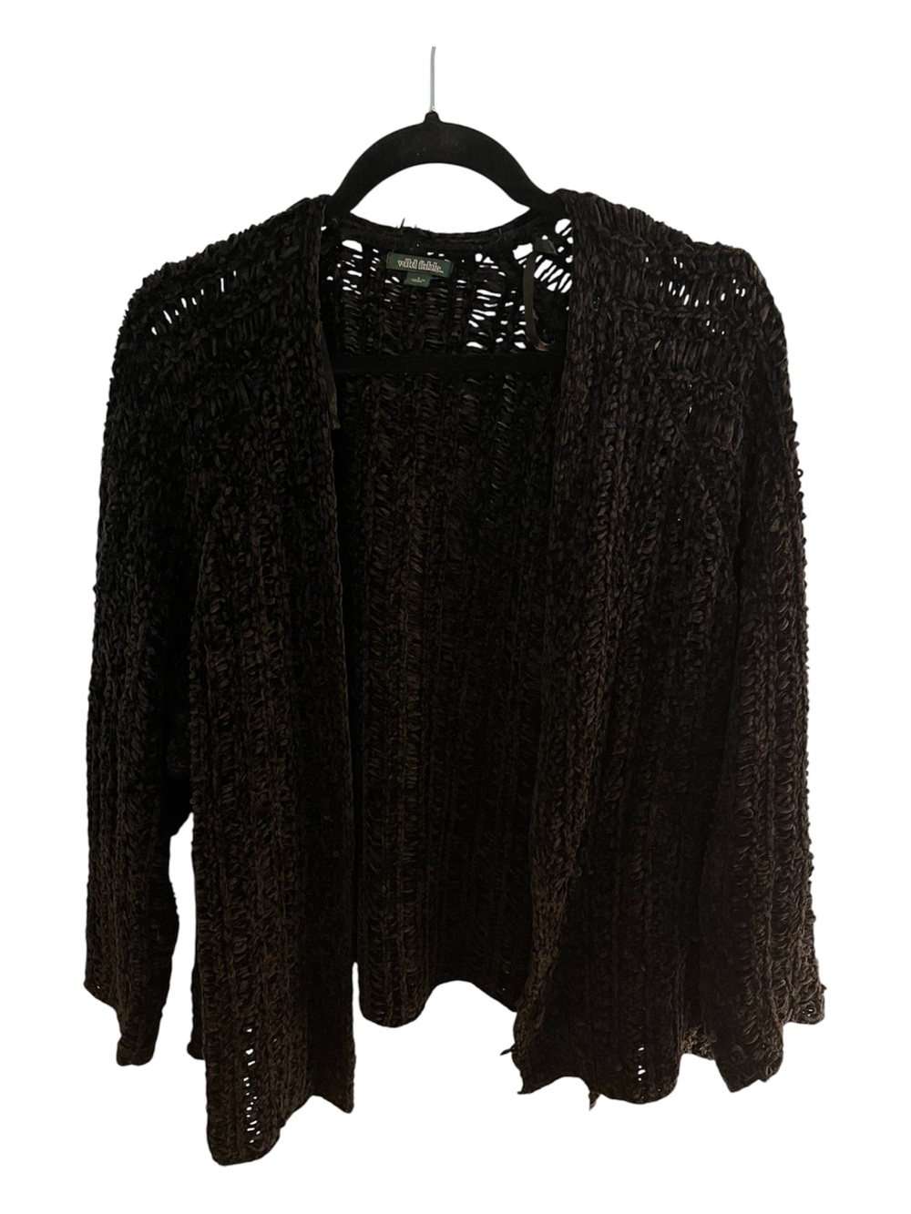 wild fable Black Chenille Open-Knit Cardigan
